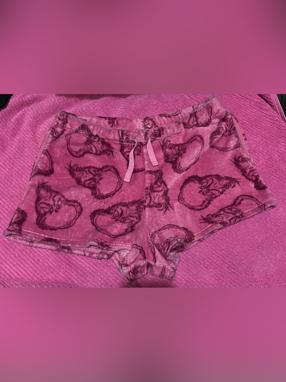 Brand new Plush Pink Women's Sleep Shorts with Grinch